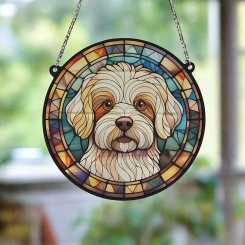 Bichon Frise Stained Glass Effect Suncatcher
